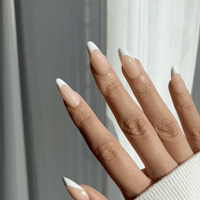 LuxeTip_French_Press_On_Nails_Medium_Almond_White_French_Tips_High-Gloss_Finish_On_Hand_Display_Live_GIF