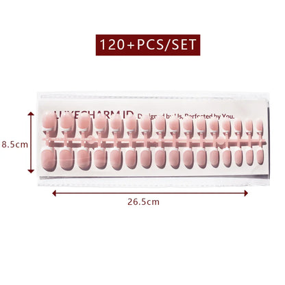 LuxeTip French Press On Nails, Medium Square White French Tips, Light Pink Color