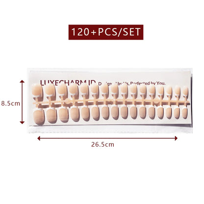 LuxeTip French Press On Nails, Medium Square White French Tips, Nude Color