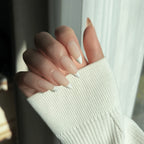 LuxeTip French Press On Nails, Medium Stiletto White French Tips, High-Gloss Finish, On Hand Display 4