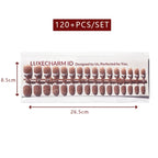 LuxeTip French Press On Nails, Short Square White French Tips, Mocha Color