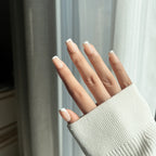LuxeTip French Press On Nails, Short Square White French Tips, High-Gloss Finish, On Hand Display 2
