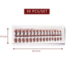 LuxeTip French Press On Nails, Short Almond White French Tips, High-Gloss Finish, Mocha Color 