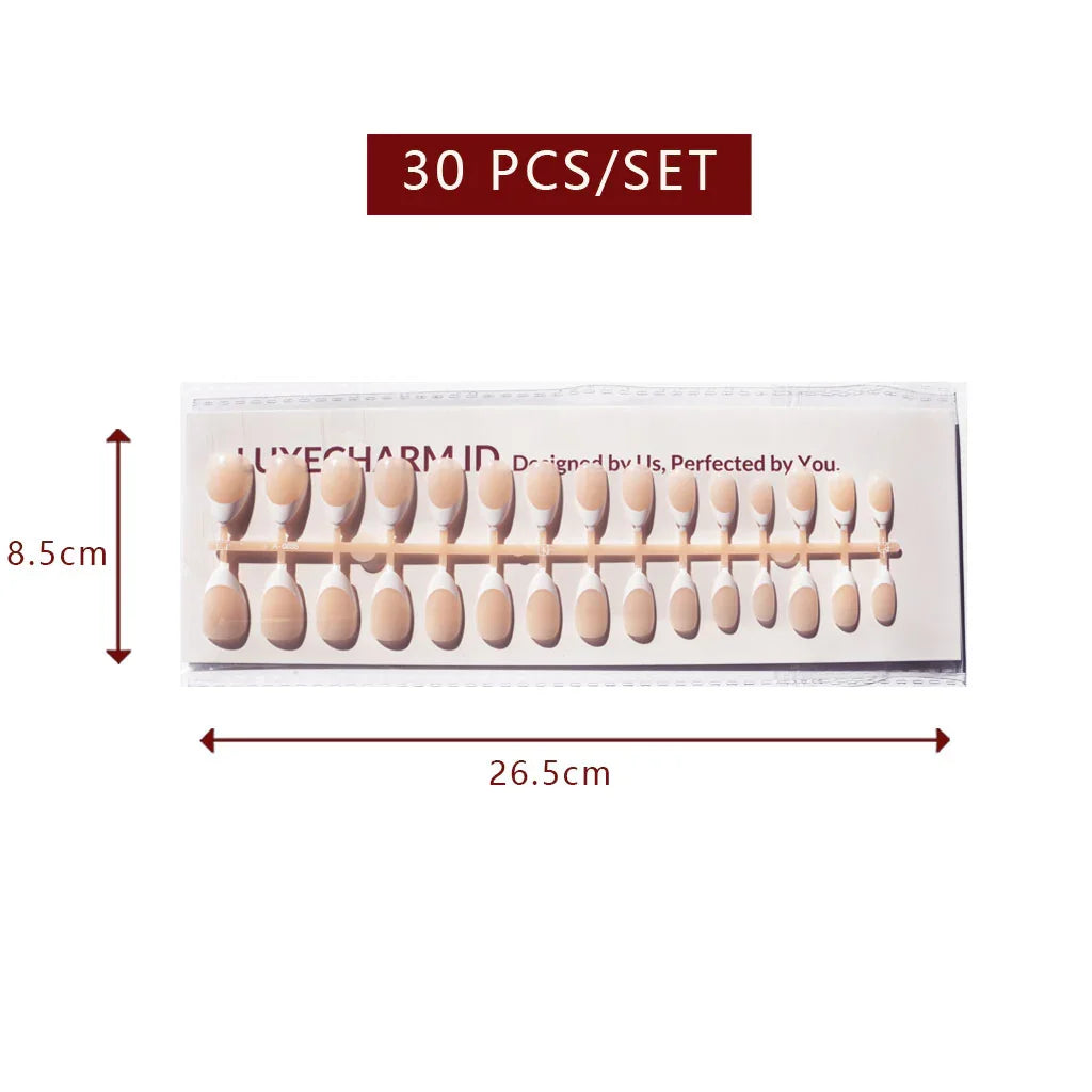 LuxeTip French Press On Nails, Short Almond White French Tips, High-Gloss Finish, Nude Color 