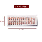 LuxeTip French Press On Nails, Short Almond White French Tips, High-Gloss Finish, Peach Color 