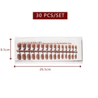 LuxeTip French Press On Nails, Short Coffin White French Tips, Mocha Color 