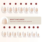 LuxeTip French Press On Nails, Short Oval White French Tips, High-Gloss Finish, Size Guide, 30 Gel Nails in 15 Different Sizes 