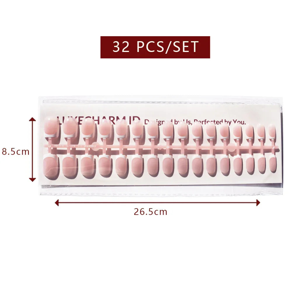 LuxeTip French Press On Nails, Short Square White French Tips, Pink Color 