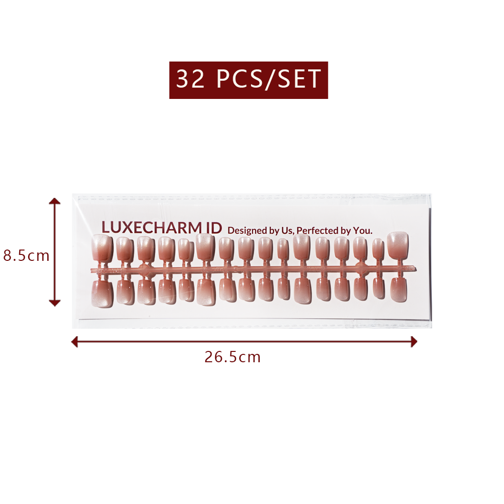 LuxeTip Glass Cat Eye Press On Nails Extra Short Square