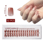 LuxeTip Glass Cat Eye Press On Nails Extra Short Square, On Hand Display, Thumb Nail Size Guide