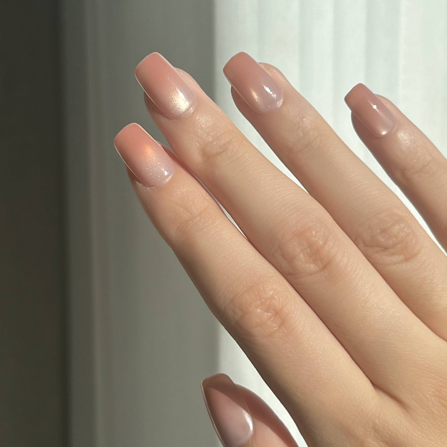 LuxeTip Glass Cat Eye Press On Nails Extra Short Square, On Hand Display 2