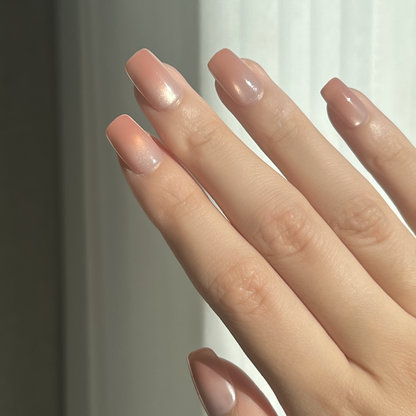 LuxeTip Glass Cat Eye Press On Nails Extra Short Square, On Hand Display 2