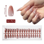 LuxeTip Glass Cat Eye Press On Nails Medium Oval, On Hand Display, Thumb Nail Size Guide