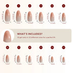 LuxeTip Glass Cat Eye Press On Nails Medium Oval, Size Guide, 32 Gel Nails in 12 Different Sizes