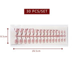 LuxeTip Glazed & Deep French Press On Nails, Medium Almond White French Tips, High-Gloss Finish, Light Pink Color 