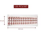 LuxeTip Glazed & Deep French Press On Nails, Medium Almond White French Tips, High-Gloss Finish, Light Brown Color 
