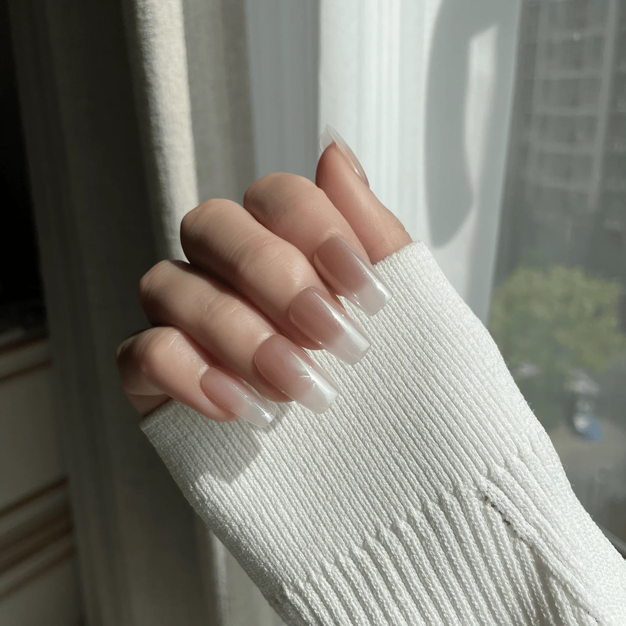 LuxeTip Glazed Donut Press On Nails Short Ballerina, On Hand Display 3