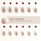 LuxeTip Glazed Donut Press On Nails Short Ballerina, Size Guide, 32 Gel Nails in 12 Different Sizes