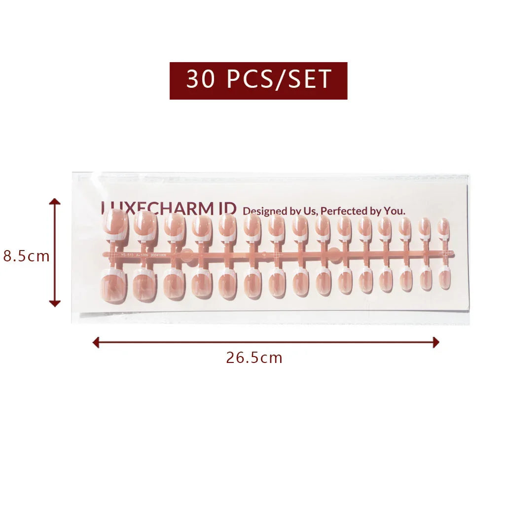 LuxeTip Glazed French Press On Nails, Extra Short Square White French Tips, Peach color 