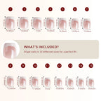 LuxeTip Glazed French Press On Nails, Extra Short Square White French Tips, High-Gloss Finish, Size Guide, 30 Gel Nails in 15 Different Nail Sizes