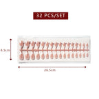 LuxeTip Glazed French Press On Nails, Short Almond White French Tips, High-Gloss Finish, Peach Color