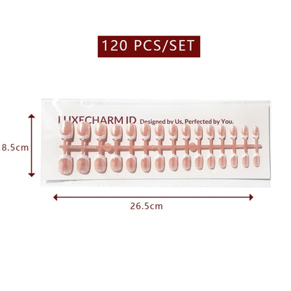 LuxeTip Glazed French Press On Nails, Extra Short Square White French Tips, Peach color 