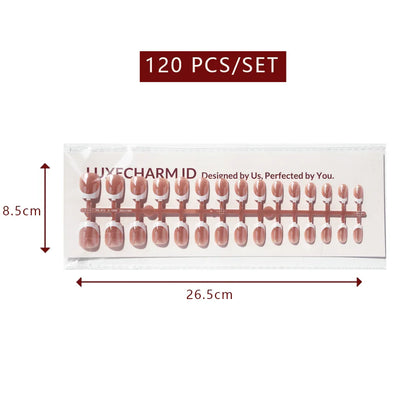 LuxeTip Glazed French Press On Nails, Extra Short Square White French Tips, light brown color