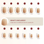 LuxeTip nude beige ombré press-on nails extra short square, 32 pcs in 12 sizes