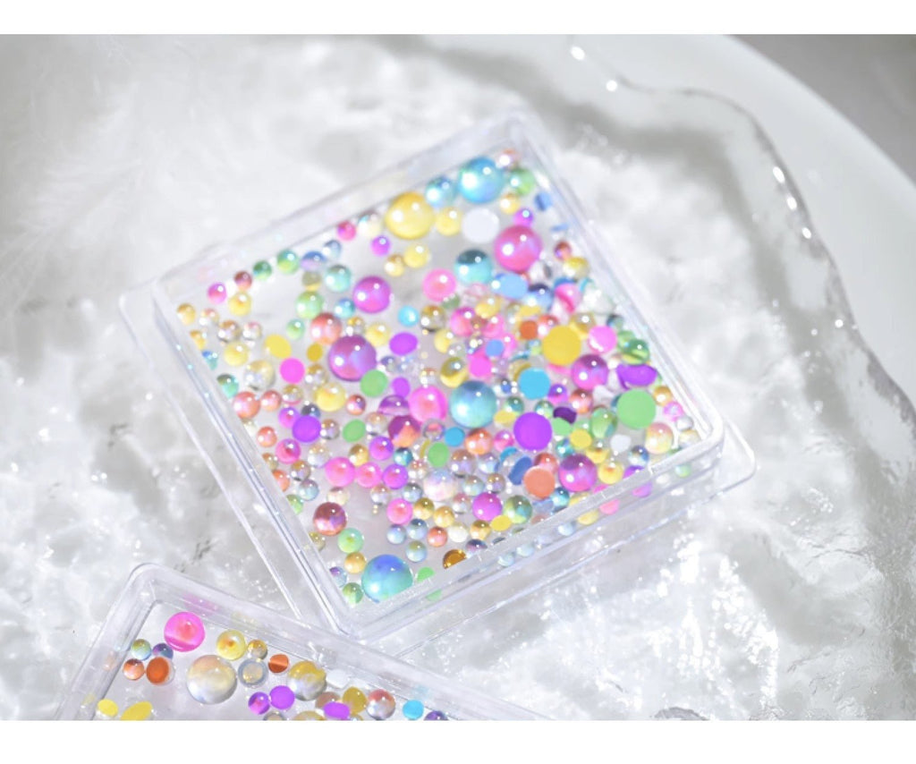 Mermaid bubble nail beads mixed sizes 1-6mm water-drop resin for DIY nail art