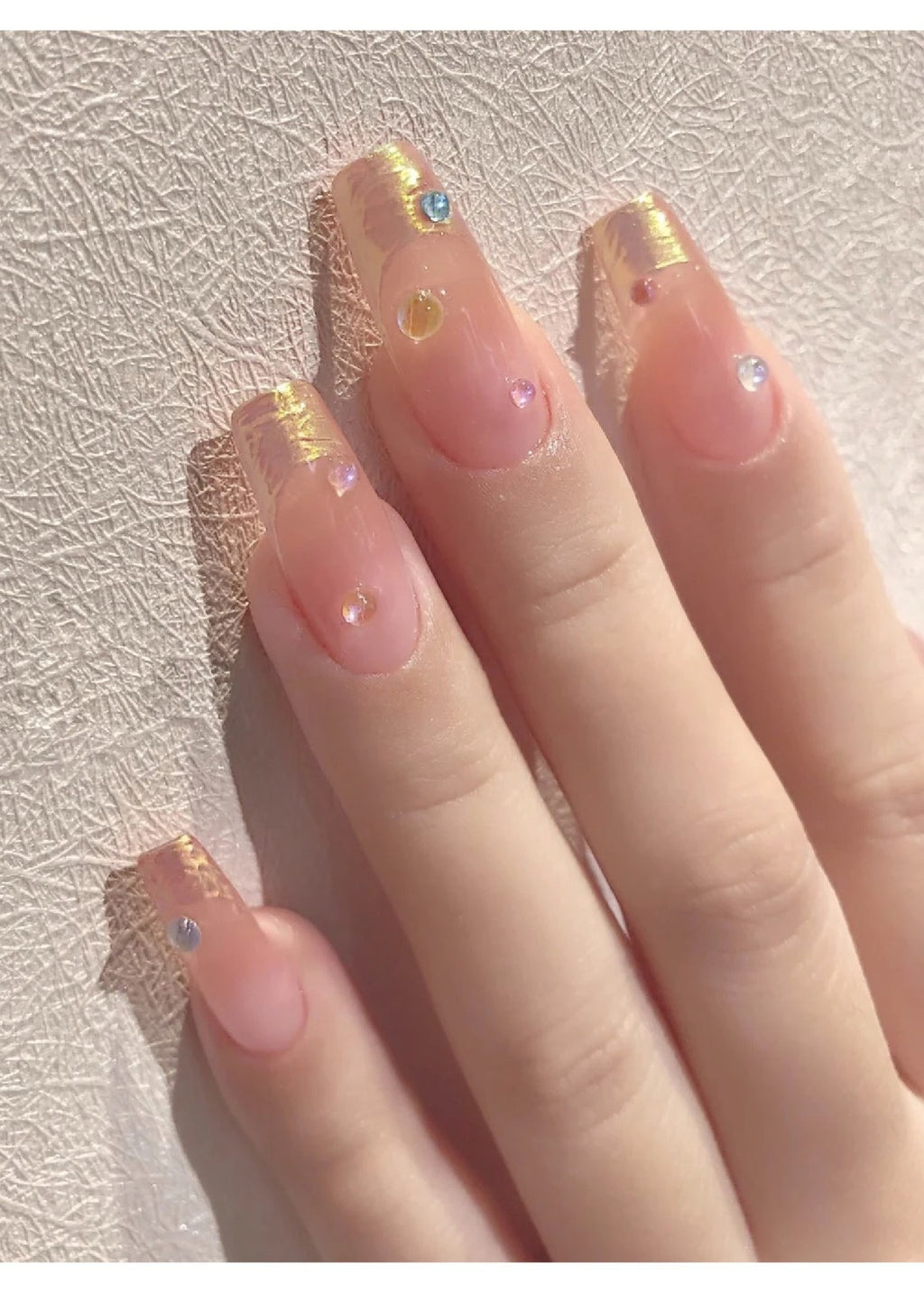 Mermaid bubble nail beads mixed sizes on press on nails, on hand display 3