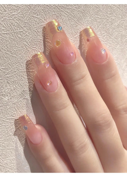 Mermaid bubble nail beads mixed sizes on press on nails, on hand display 3
