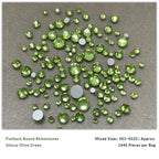 Glossy olive green and crystal nail rhinestones for DIY nail art