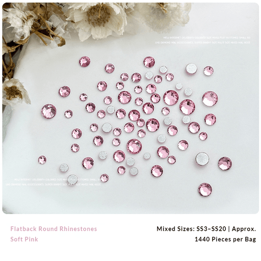 Soft pink and crystal nail rhinestones for DIY nail art