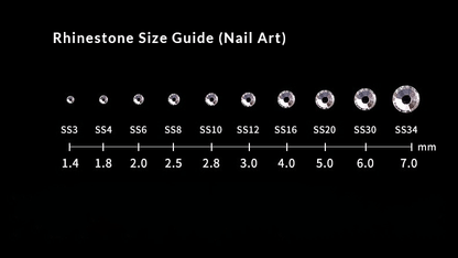Rhinestone size guide for DIY nail art