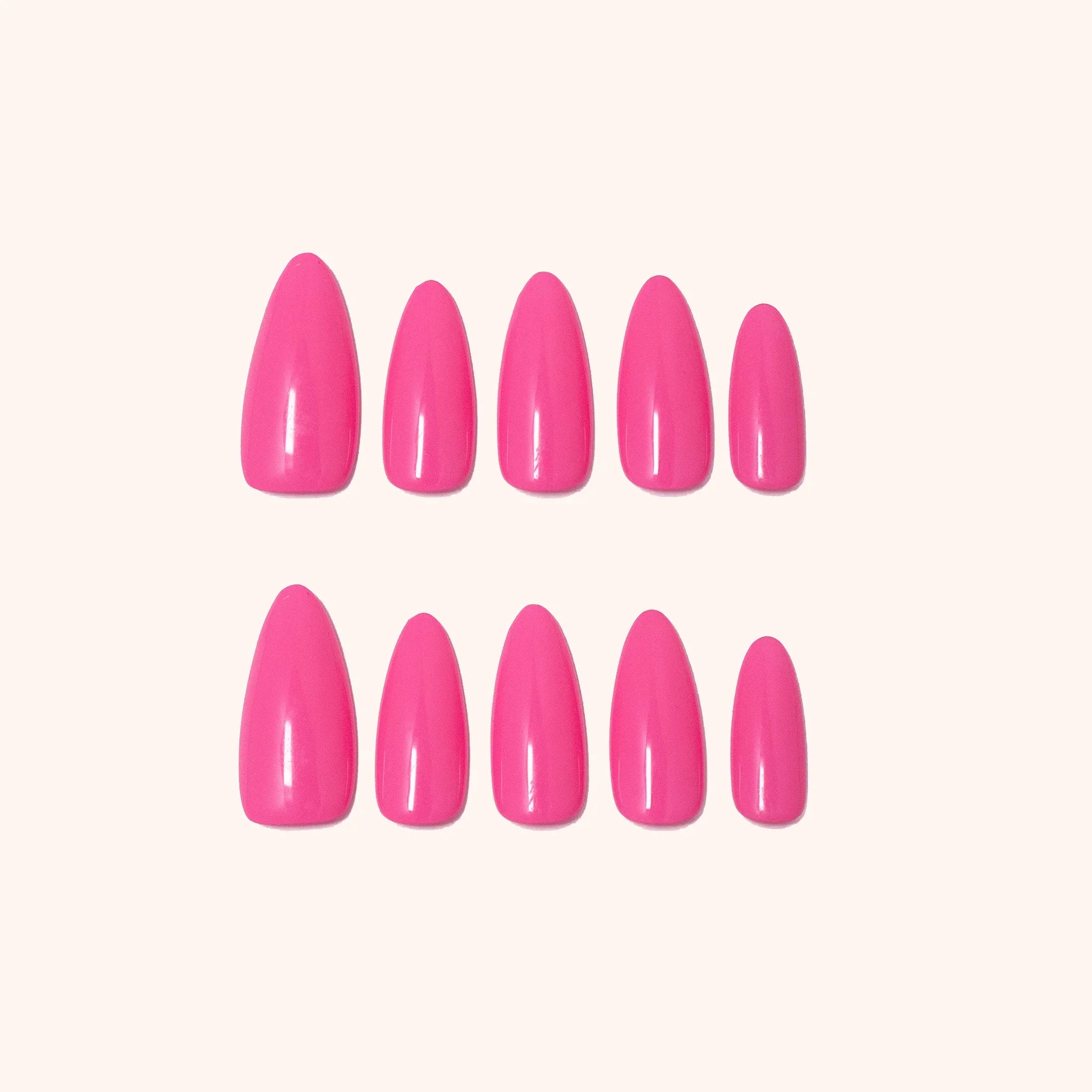 Barbie pink nails. Press on nails. Product image. 10 press-ons.