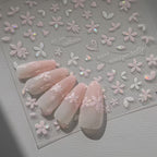 Sakura pink petal nail stickers with iridescent shell effect for DIY nail art