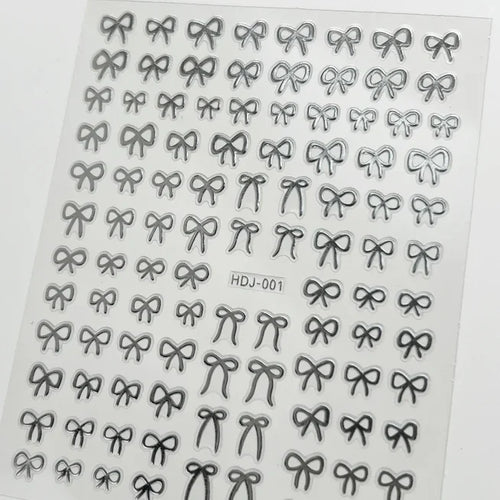 Silver hot stamping butterfly and bow nail stickers