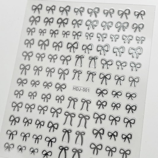 Silver hot stamping butterfly and bow nail stickers