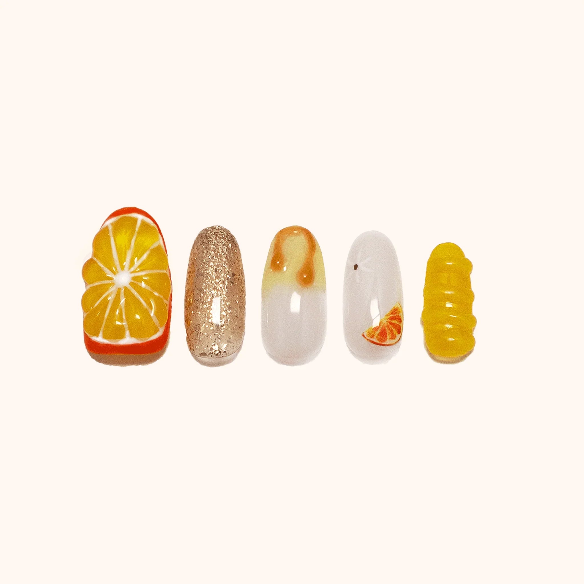 Fruit 3D nails. Press on nails. Product image. 5 press-ons. 