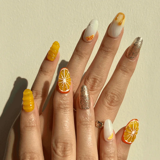 Fruit 3D nails. Press on nails. On-hand image. 9 press-ons. 