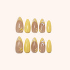 Yellow flower nails. Press on nails. Product image. 10 press-ons.