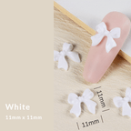 White 3D resin bow-knot nail charms (11mm) for DIY nail art