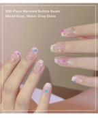 Mermaid bubble nail beads mixed sizes on press on nails, on hand display