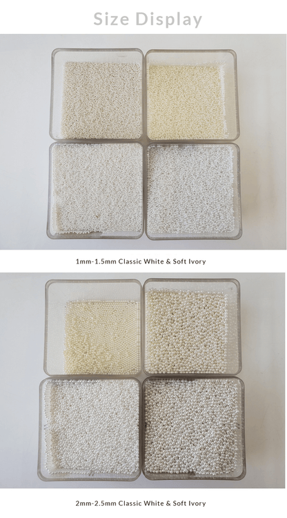 Classic white & soft ivory resin Pearl charms size display 